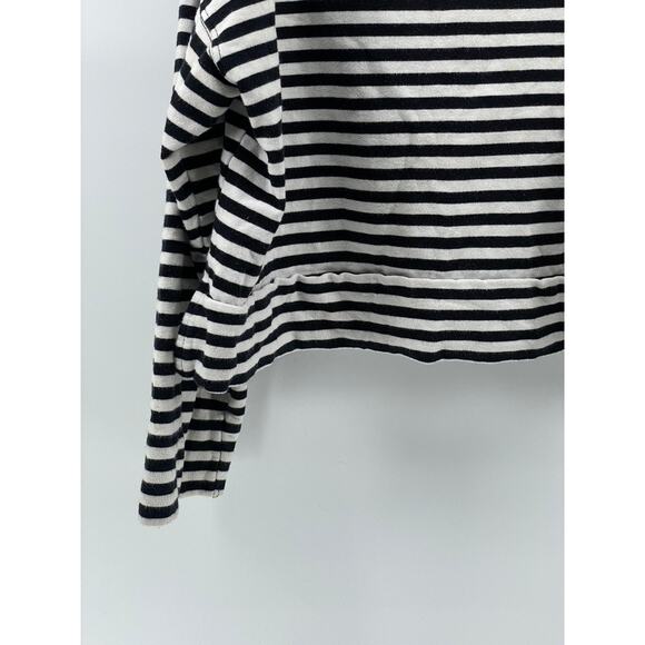 H&M BASIC Women’s Black-White Striped Crewneck Long Sleeve Sweatshirt SZ XL - Picture 6 of 11